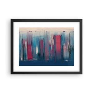 Póster en marco negro - Composición vertical en azul y rojo - 40x30 cm