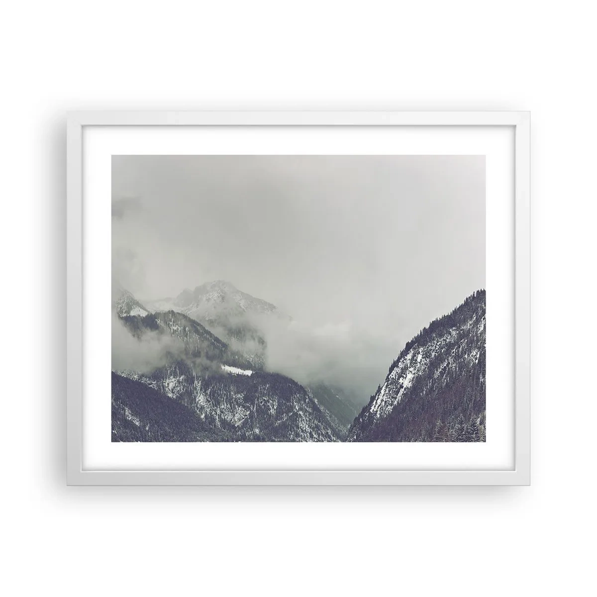 Póster en marco blanco - Valle de la niebla - 50x40 cm