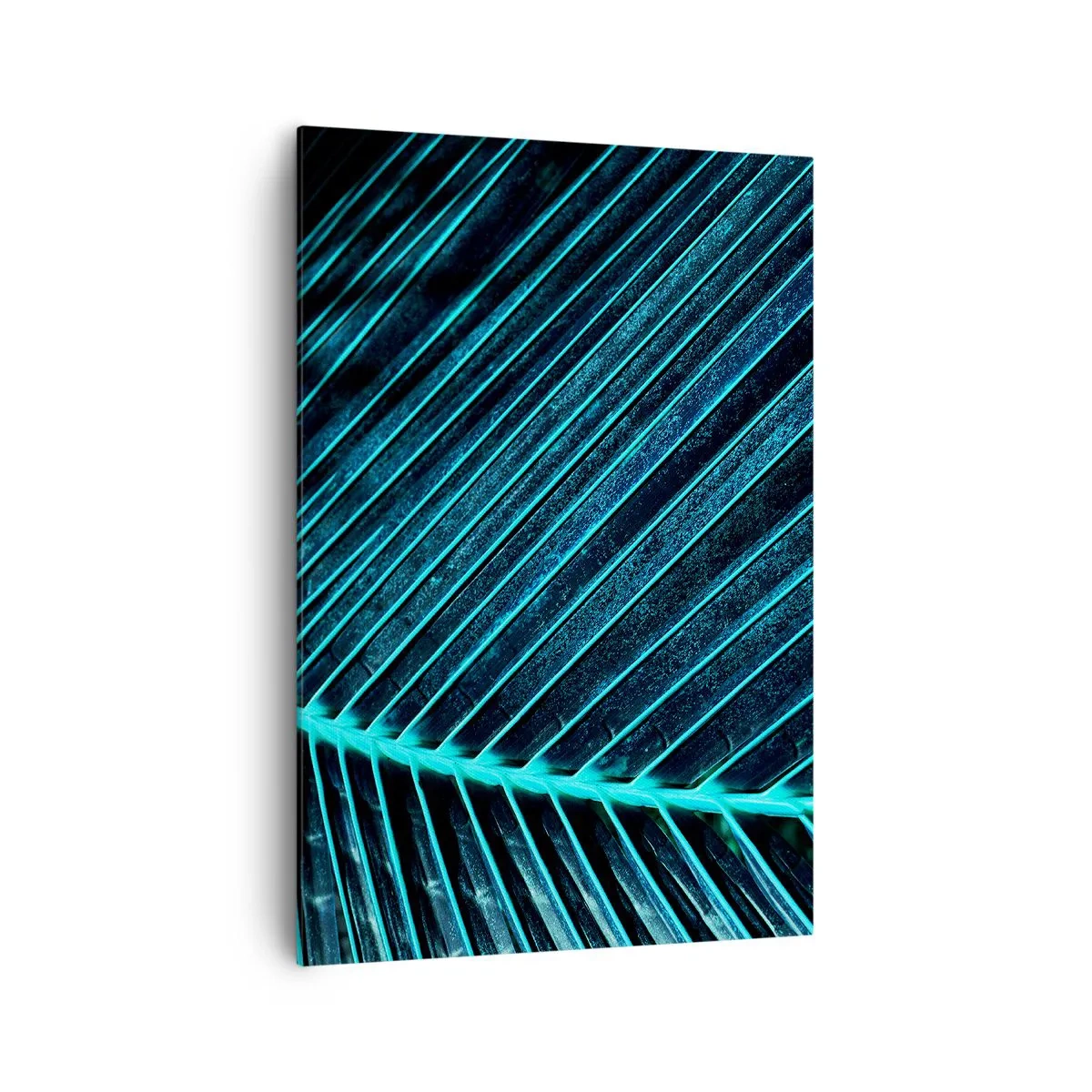 Cuadro sobre lienzo - Impresión de Imagen - Fotografía macro de una hoja en tonos turquesa y azul marino. - 70x100cm - La textura del verde - Decoración de pared moderna para salón y dormitorio ARTTOR
