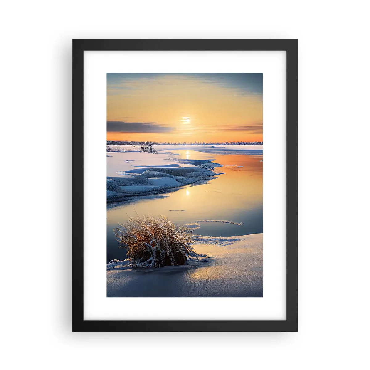 Póster en marco negro - Atardecer de invierno - 30x40 cm