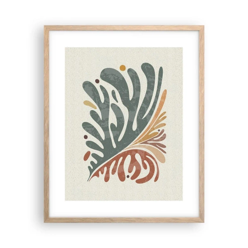 Póster en marco roble claro - Hoja multicolor - 40x50 cm