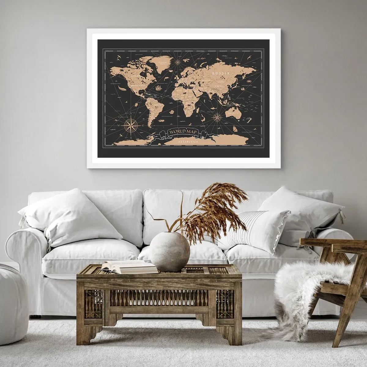 Póster en marco blanco - Las fronteras de mi mundo - 70x50 cm