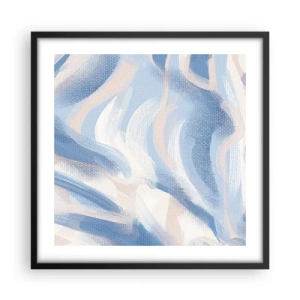 Póster en marco negro - Ondas azules - 50x50 cm