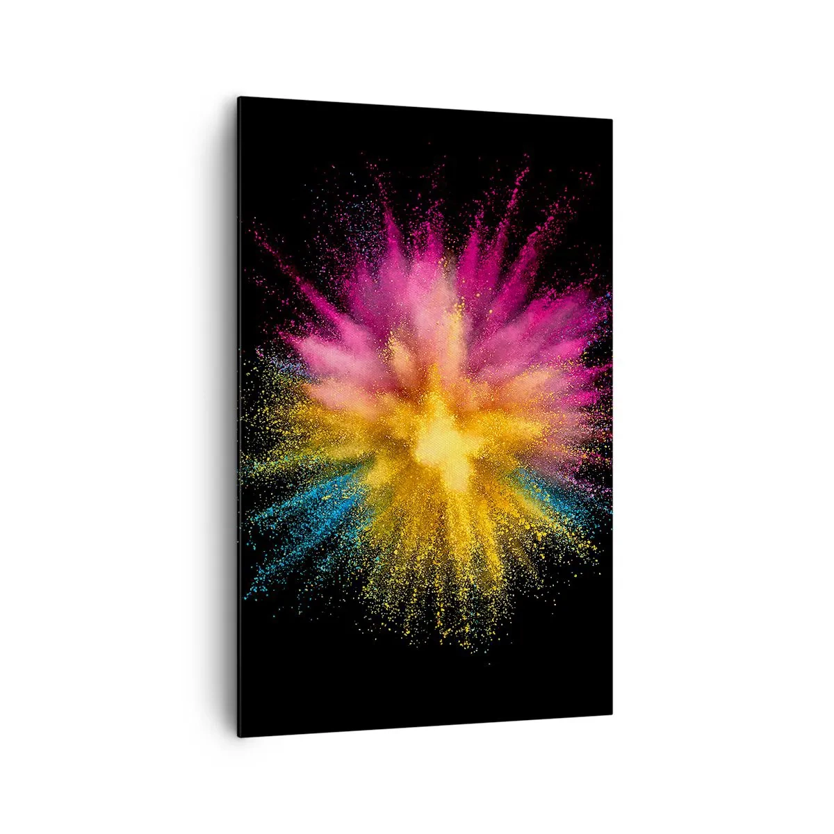 Cuadro sobre lienzo - Impresión de Imagen - Explosión de polvo colorido sobre un fondo negro - 80x120cm - El nacimiento de los colores - Decoración de pared moderna para salón y dormitorio ARTTOR