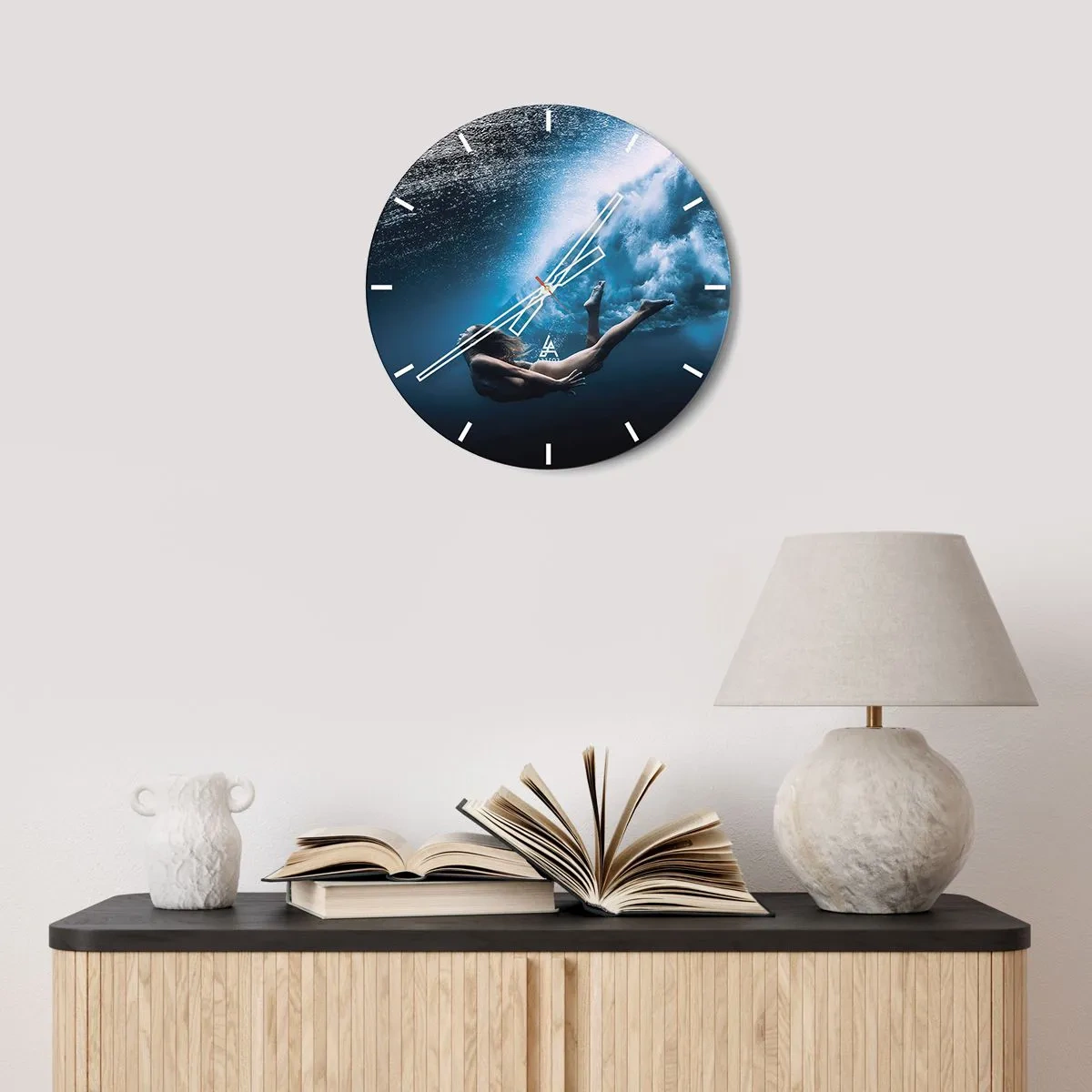 Reloj de pared - Reloj de vidrio - Una sirena contemporánea - 30x30 cm