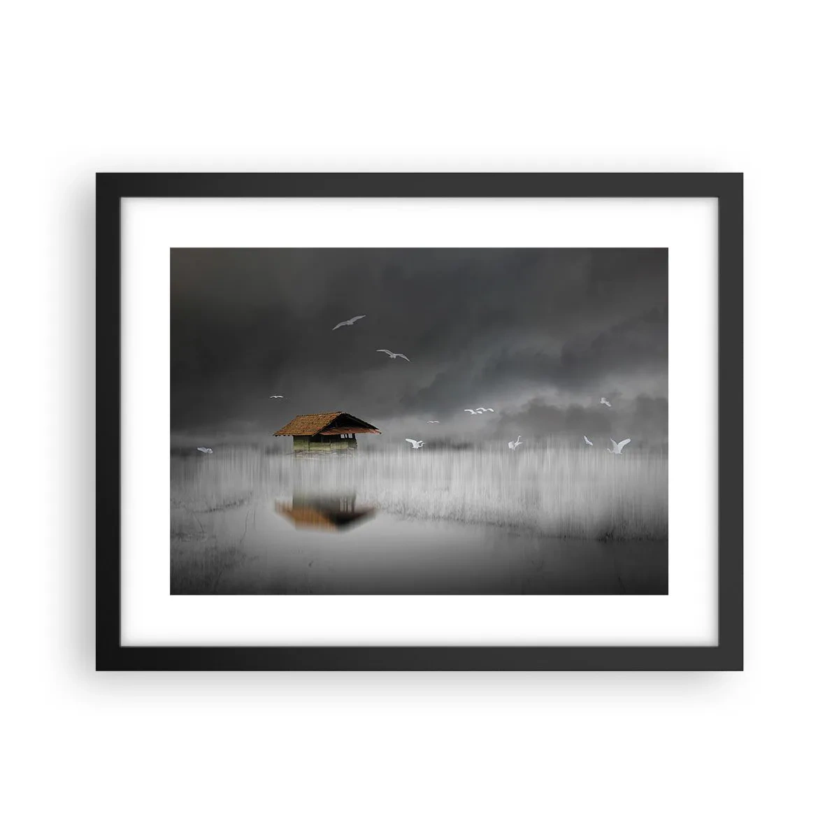 Póster en marco negro - Resguardo de la lluvia - 40x30 cm