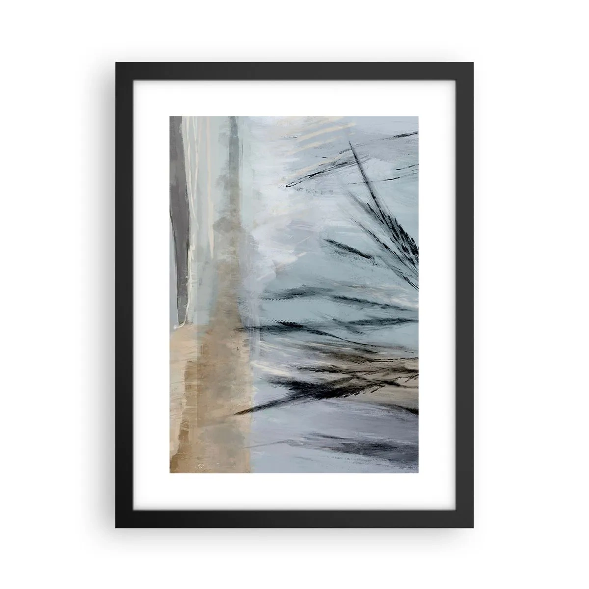 Póster en marco negro - Campos de invierno - 30x40 cm