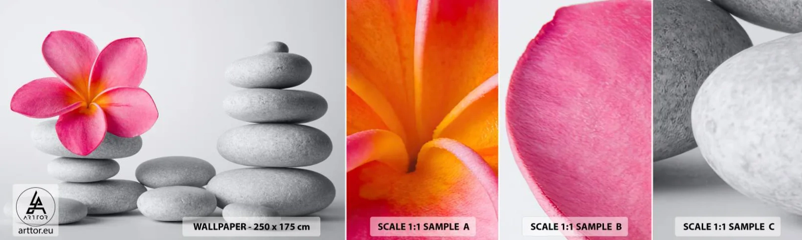 Muestra De Fotomural Standard Eco - Piedra sobre piedra, y sobre esta piedra.... - Flor, piedras, Spa - 100x30 cm