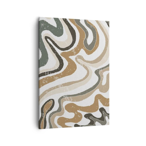 Cuadro sobre lienzo - Impresión de Imagen - Patrones terrosos en tonos marrones y verdes. - 50x70cm - Meandros de colores terrosos - Decoración de pared moderna para salón y dormitorio ARTTOR