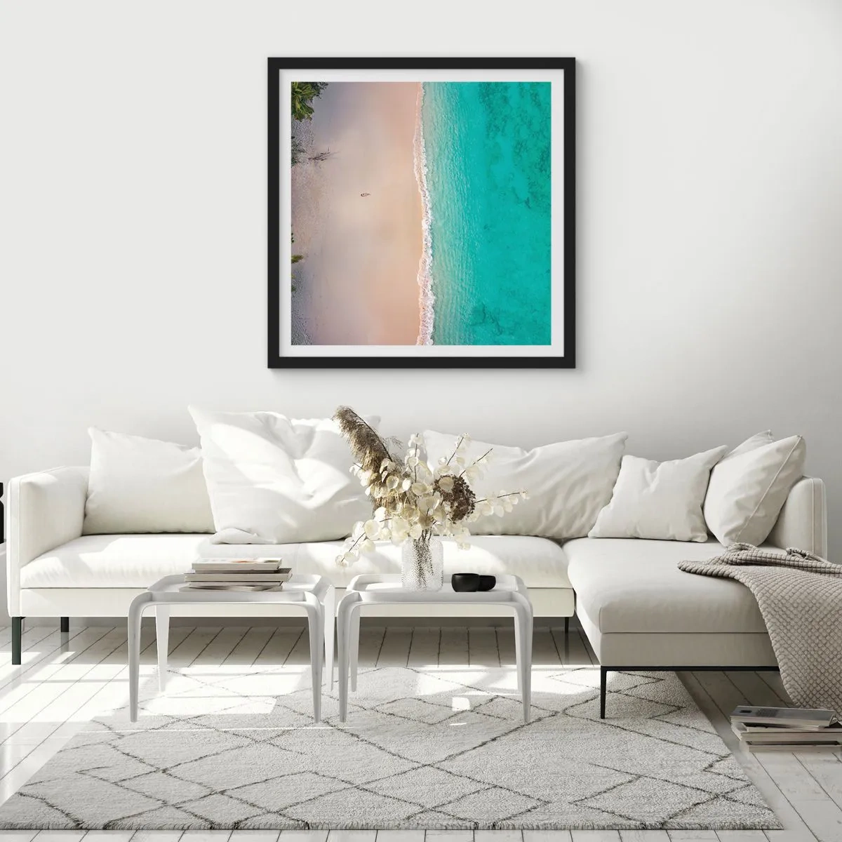 Póster en marco negro - Playa del paraíso - 60x60 cm