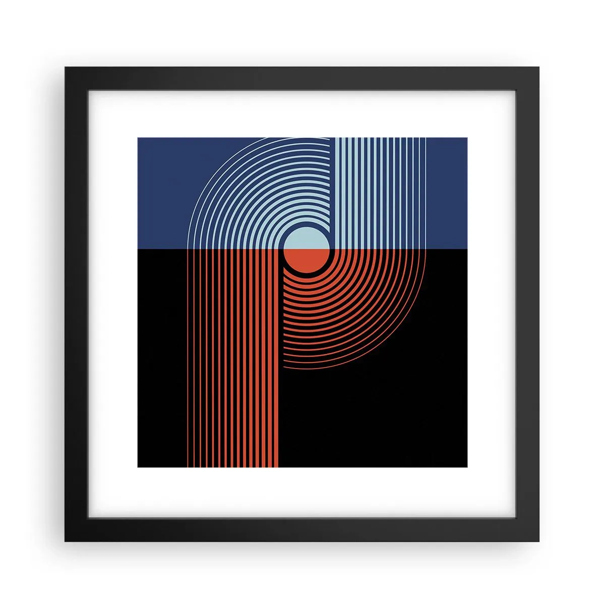 Póster en marco negro - En un abrazo geométrico - 30x30 cm