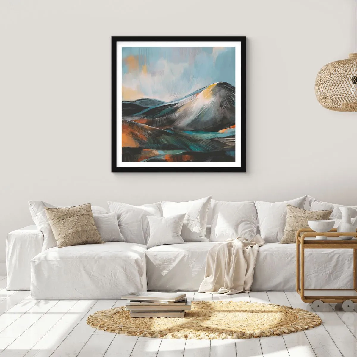 Póster en marco negro - Crudo y bello - 40x40 cm