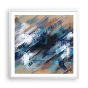 Póster en marco blanco - En una inclinación azul - 60x60 cm