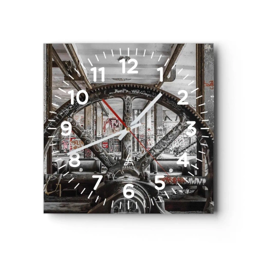 Reloj de pared - Reloj de vidrio - La vida secreta de una fábrica - 40x40 cm