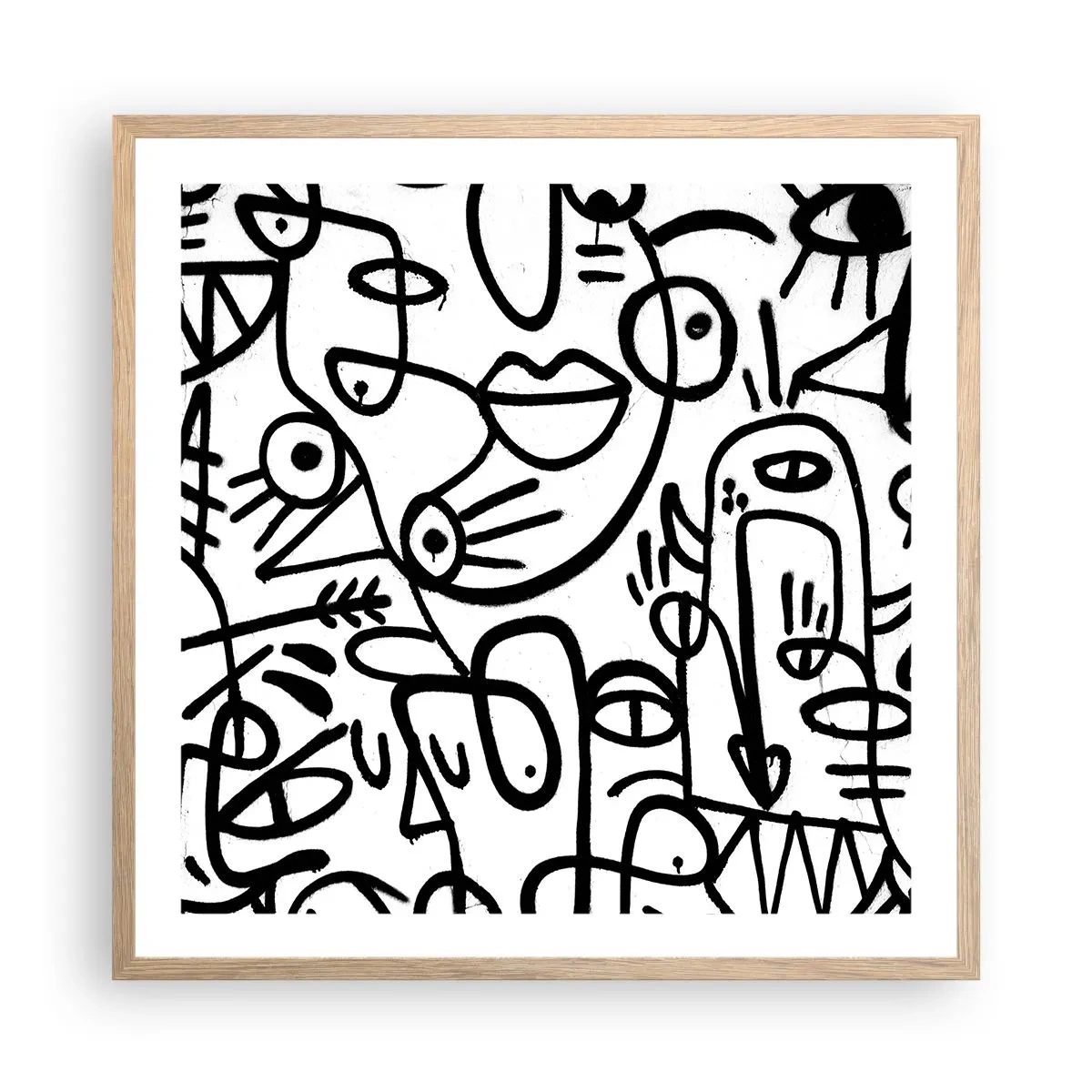 Póster en marco roble claro - Rostros y espejismos - 60x60 cm