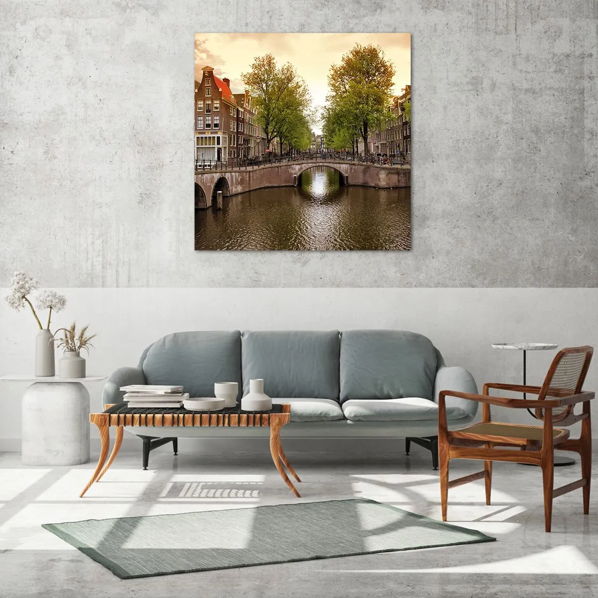 Cuadro sobre vidrio - Impresiones sobre Vidrio - ¿En barco o en bicicleta? - 70x70 cm