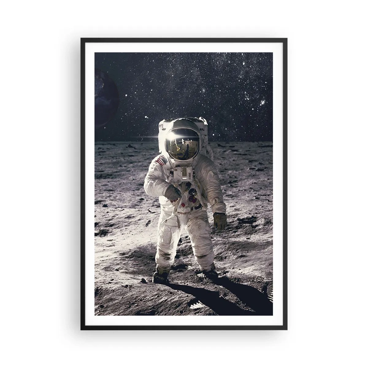 Póster en marco negro - Saludos desde la Luna - 70x100 cm