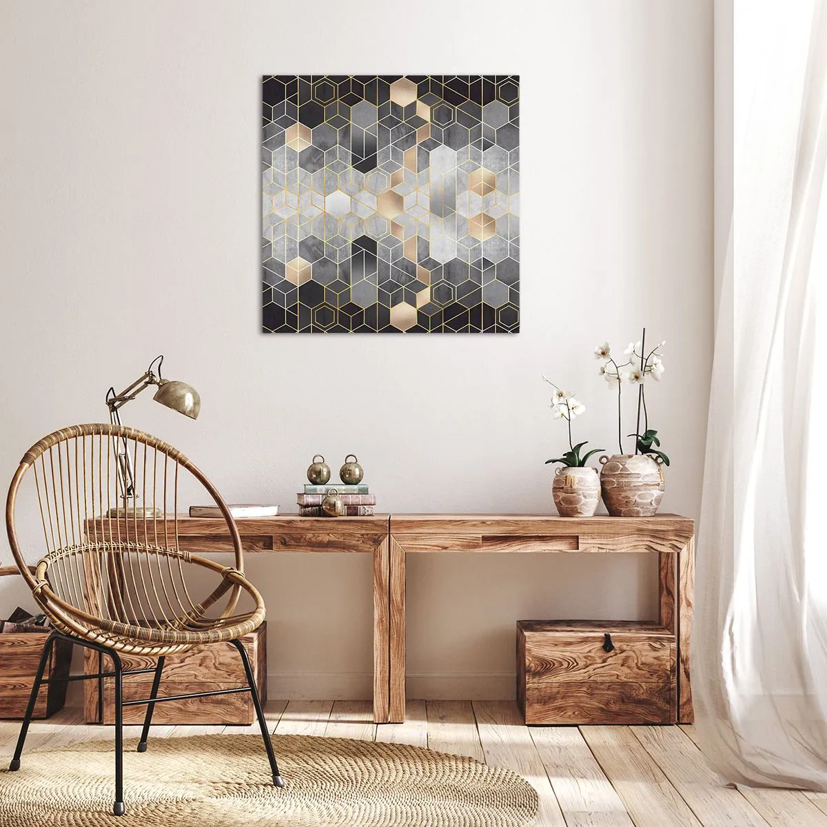 Cuadro sobre lienzo - Impresión de Imagen - Composición de diamantes - 50x50 cm