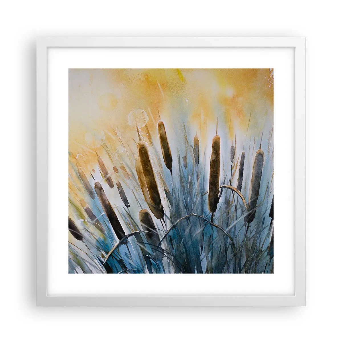 Póster en marco blanco - El frío del agua, el calor del sol - 40x40 cm