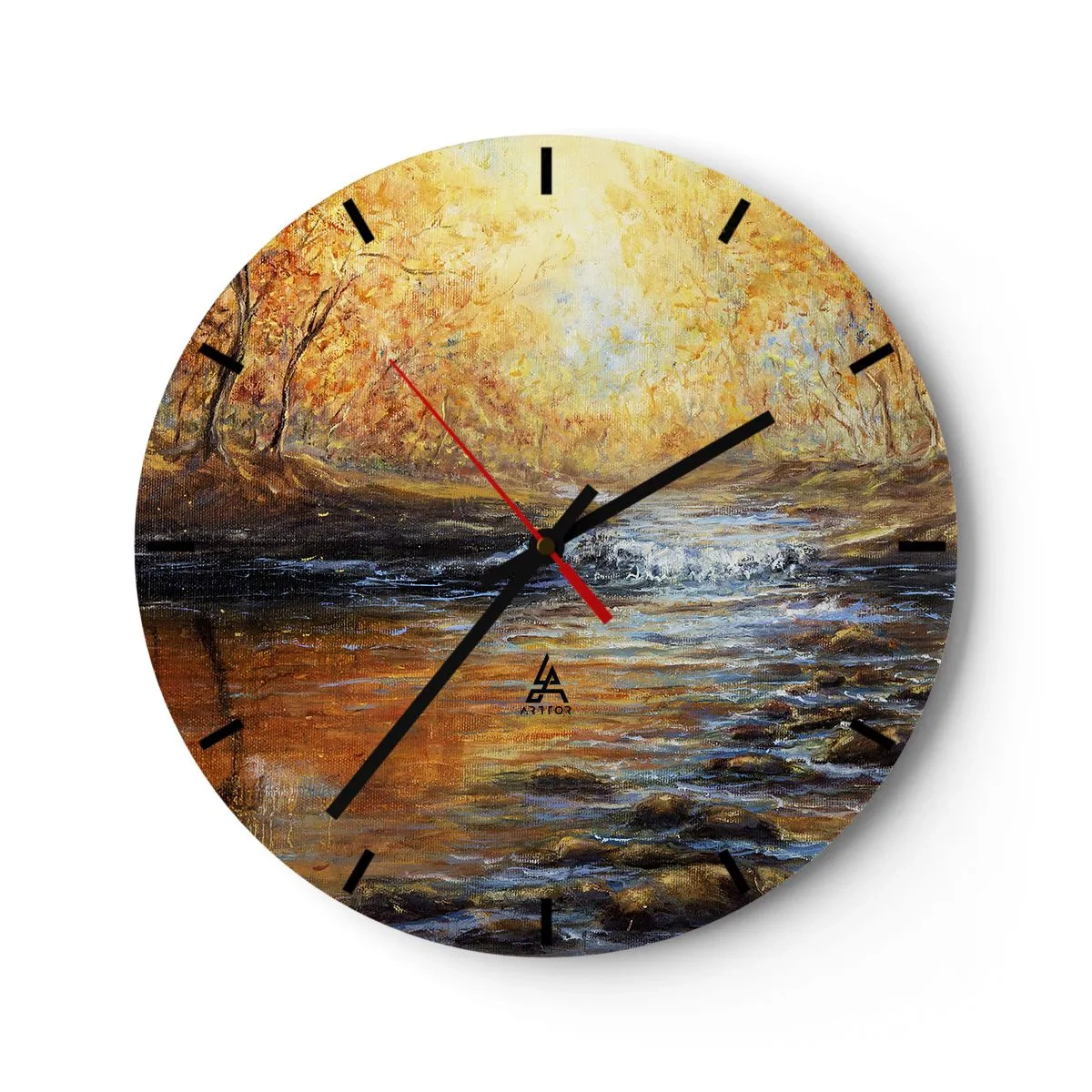 Reloj de pared - Reloj de vidrio - Arroyo de oro - 40x40 cm