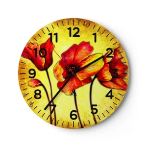 Reloj de pared - Reloj de vidrio - En decoración Art Nouveau - 30x30 cm