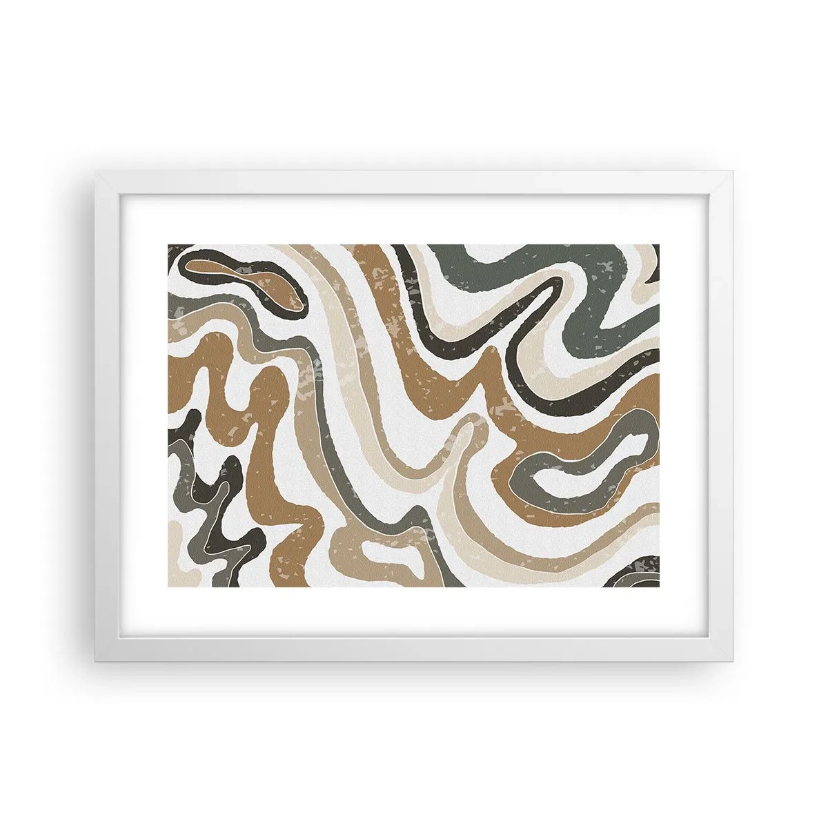 Póster en marco blanco - Meandros de colores terrosos - 40x30 cm