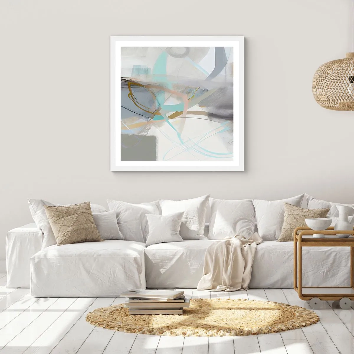 Póster en marco blanco - Abstracción brumosa - 30x30 cm
