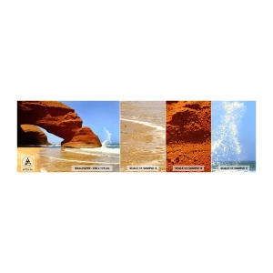 Muestra de fotomural autoadhesivo Deluxe Sticker - El agua y el viento a través de miles de años - Paisaje, Marruecos, Océano - 100x30 cm