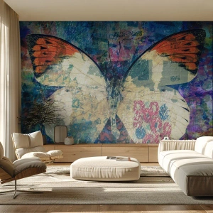 Fotomural Premium Sand - Mariposa en estilo artístico y abstracto. - 100x70cm - Sutil fragilidad - Decoración de pared moderna para salón y dormitorio ARTTOR