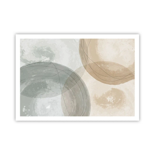 Póster - Composición abstracta en colores pastel con líneas. - 100x70cm - Mundos que se entrecruzan - Decoración de pared moderna para salón y dormitorio ARTTOR