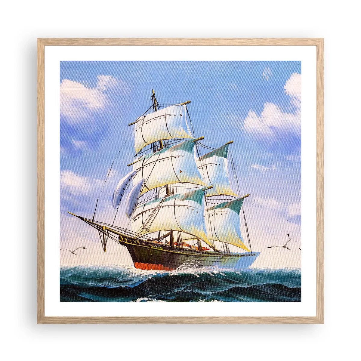 Póster en marco roble claro - Orgulloso con el viento - 60x60 cm