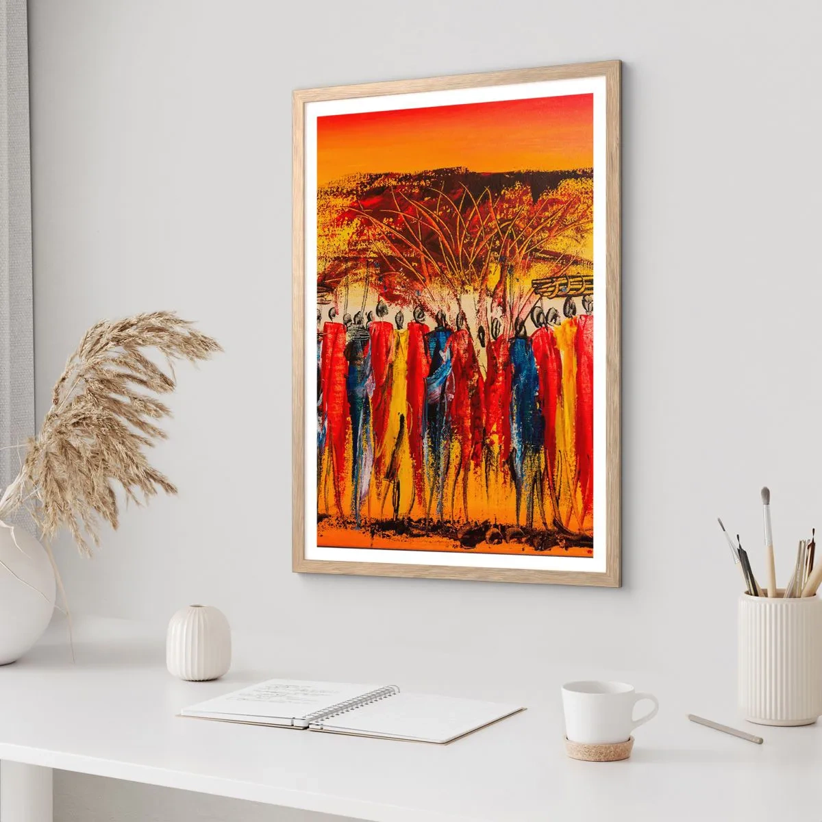 Póster en marco roble claro - Allí, allí, allí van - 70x100 cm