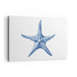Cuadro sobre lienzo - Impresión de Imagen - Estrella de mar azul sobre fondo blanco en estilo minimalista. - 100x70cm - Estrella de mar - Decoración de pared moderna para salón y dormitorio ARTTOR