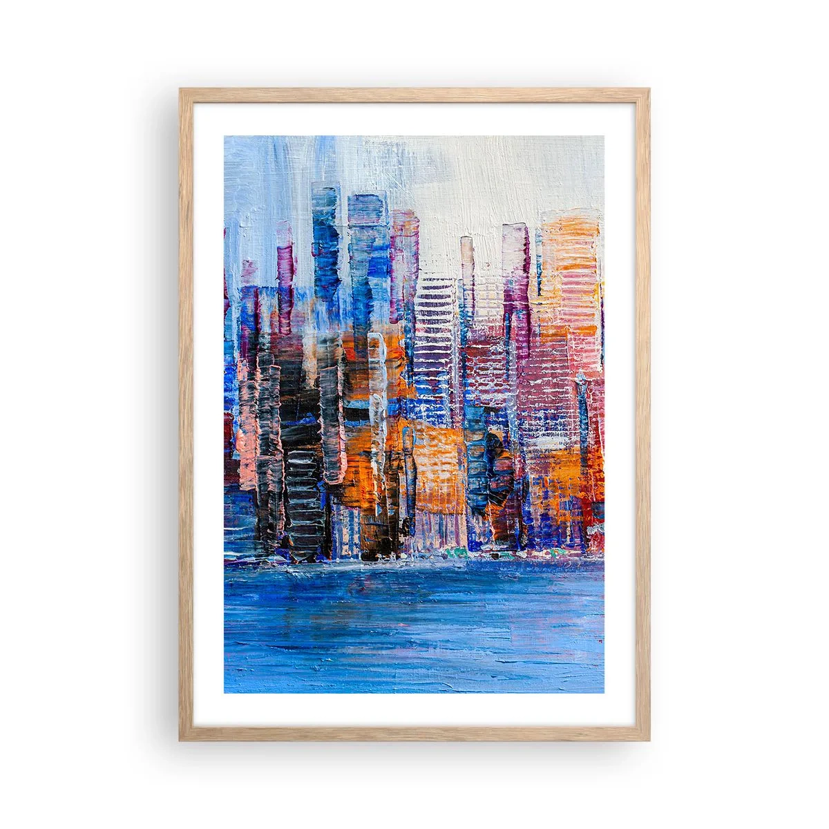 Póster en marco roble claro - Una metrópoli alegre - 50x70 cm