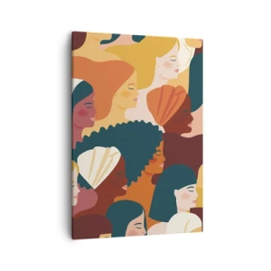 Cuadro sobre lienzo - Impresión de Imagen - Perfiles coloridos de mujeres en diversos estilos. - 50x70cm - La feminidad - Decoración de pared moderna para salón y dormitorio ARTTOR