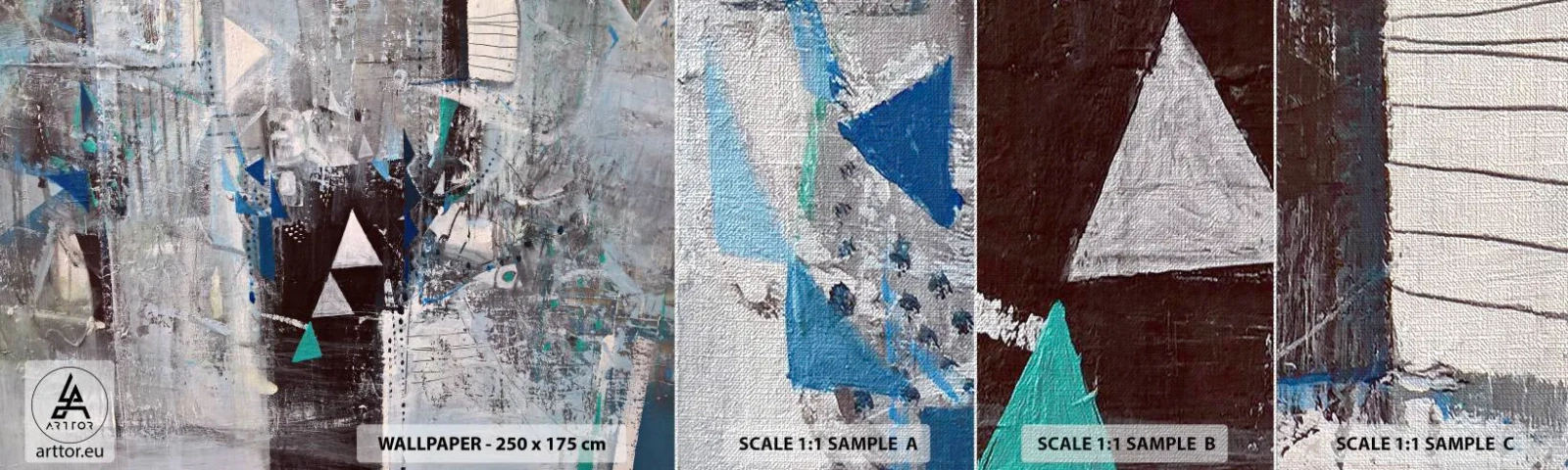 Muestra de fotomural Premium Canvas - El orden superior de los triángulos - Abstracción, Pedazo, Patrón moderno - 100x30 cm