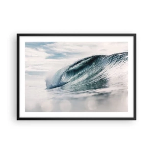Póster en marco negro - Una ola del mar capturada en un momento dinámico contra el cielo. - 70x50cm - La cima del océano - Decoración de pared moderna para salón y dormitorio ARTTOR