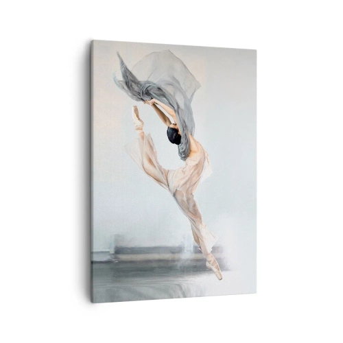 Cuadro sobre lienzo - Impresión de Imagen - Una bailarina en movimiento dinámico contra un fondo claro. - 50x70cm - En el arrebato de la danza - Decoración de pared moderna para salón y dormitorio ARTTOR