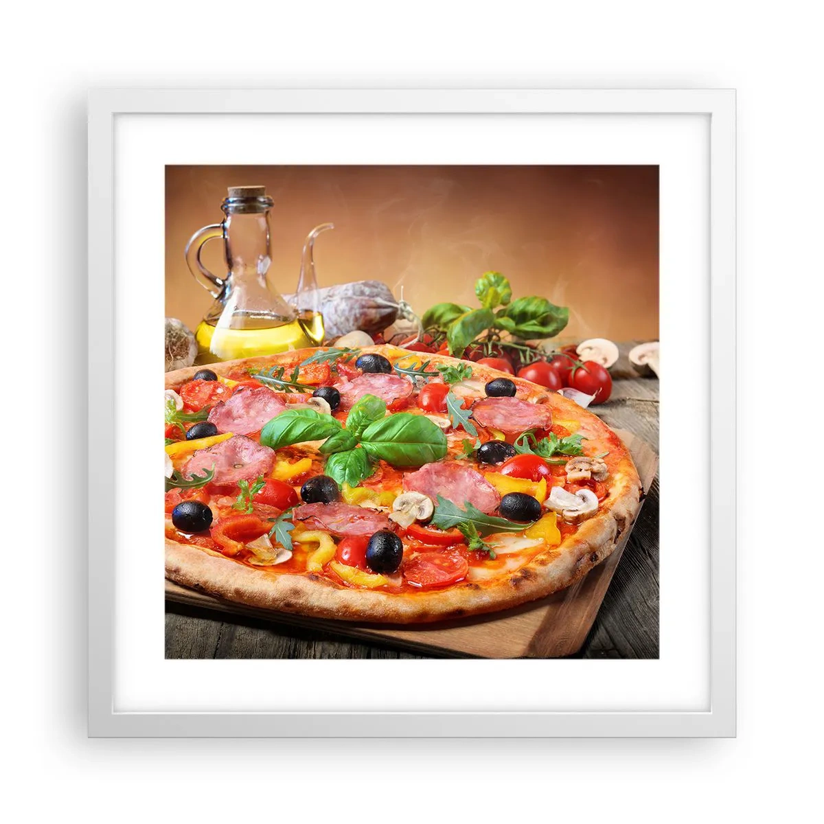 Póster en marco blanco - Con un verdadero sabor italiano - 40x40 cm