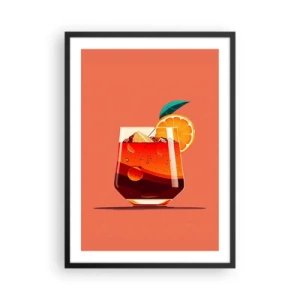 Póster en marco negro - Una copa de cóctel con una rodaja de naranja. - 50x70cm - Refresco de verano - Decoración de pared moderna para salón y dormitorio ARTTOR
