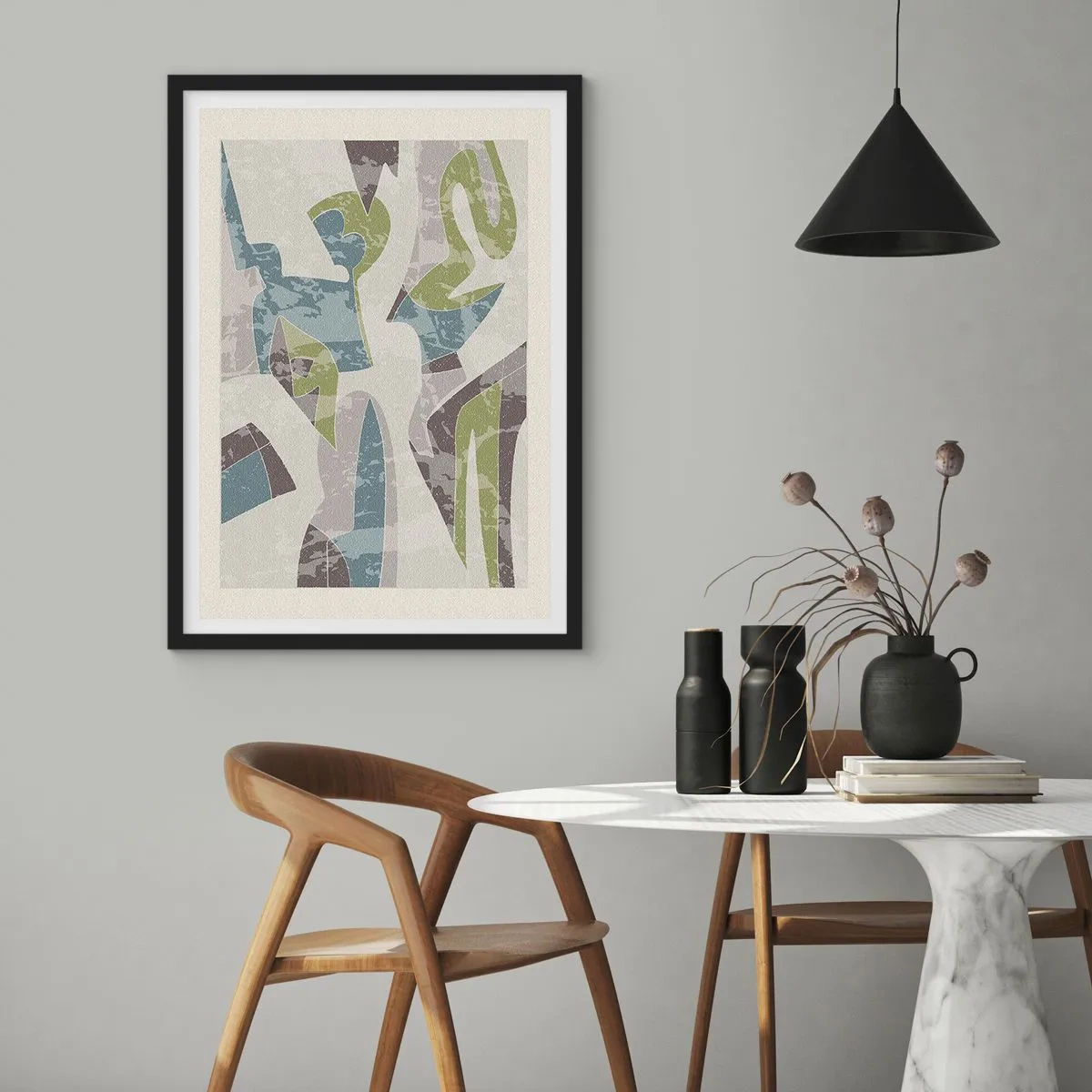 Póster en marco negro - Composición tras vidriera - 30x40 cm