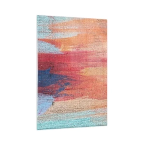 Cuadro sobre vidrio - Impresiones sobre Vidrio - Pinceladas abstractas coloridas - 80x120cm - Trazos de arco iris - Decoración de pared moderna para salón y dormitorio ARTTOR