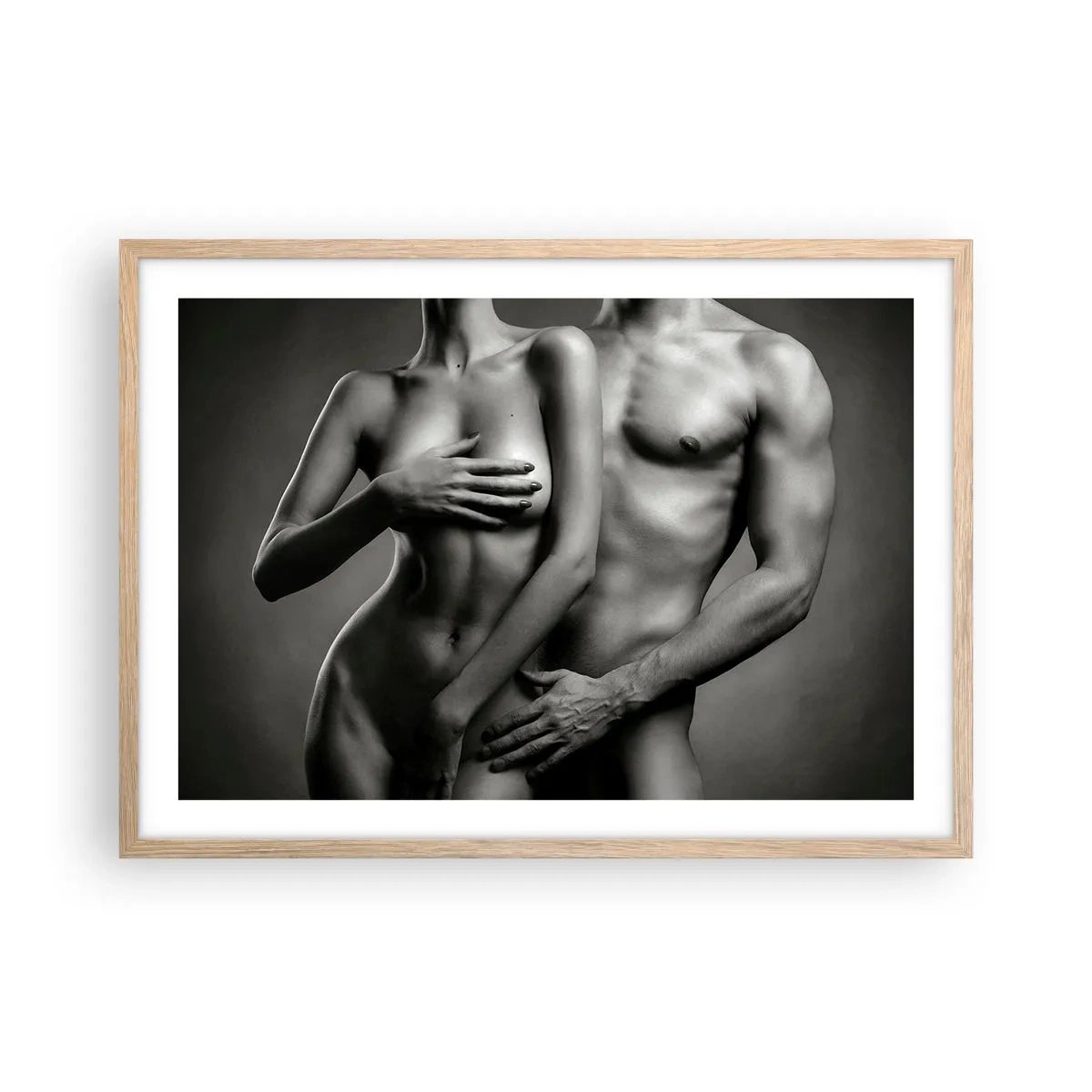 Póster en marco roble claro - Adán y Eva - 70x50 cm
