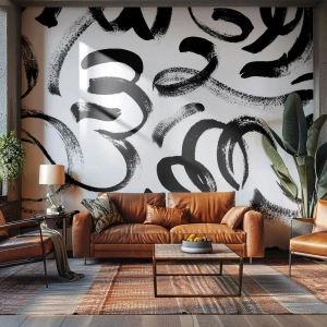 Fotomural Standard Eco - Negro sobre blanco - Arte Moderno, Modernidad, Patrones - 350x256 cm