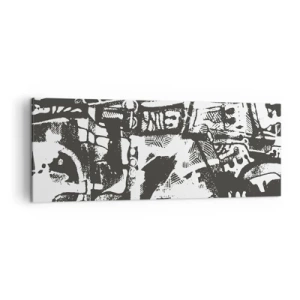 Cuadro sobre lienzo - Impresión de Imagen - Patrón retro monocromático abstracto - 140x50cm - ¿Orden o caos? - Decoración de pared moderna para salón y dormitorio ARTTOR