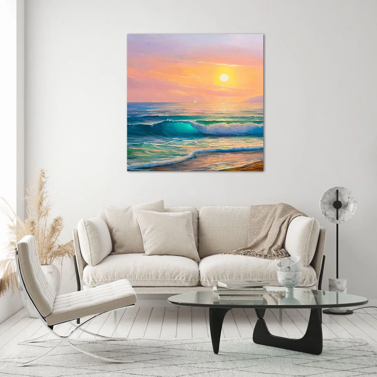 Cuadro sobre vidrio - Impresiones sobre Vidrio - El canto turquesa de las olas - 30x30 cm