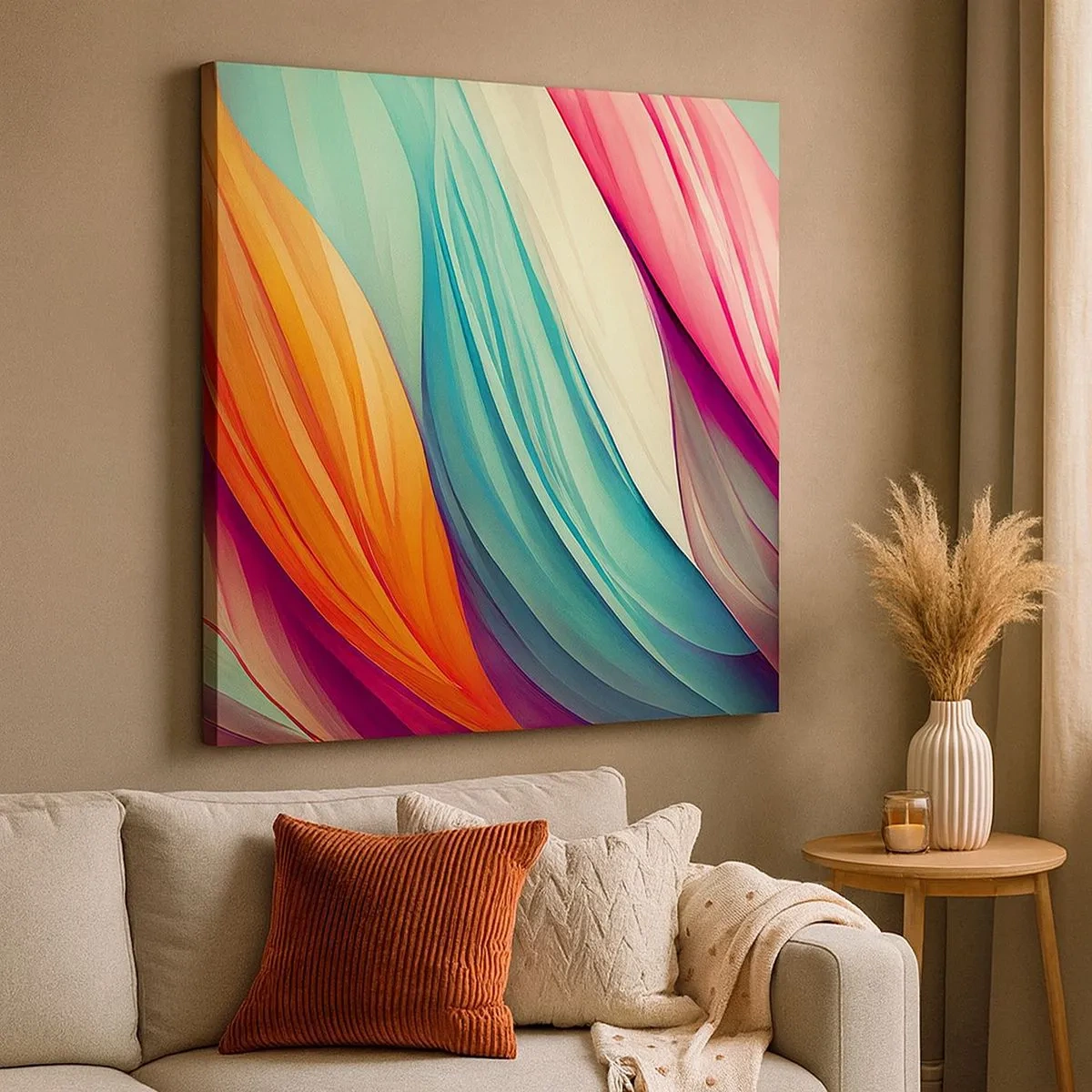 Cuadro sobre lienzo - Impresión de Imagen - Tejido arco iris - 30x30 cm