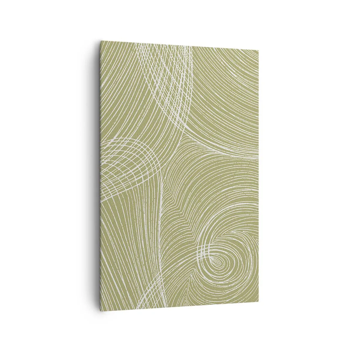 Cuadro sobre lienzo - Impresión de Imagen - Líneas verdes y blancas en una composición abstracta. - 80x120cm - Abstracción intrincada en blanco - Decoración de pared moderna para salón y dormitorio ARTTOR