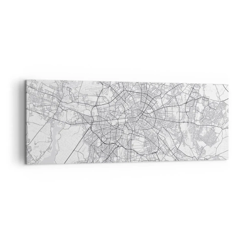 Cuadro sobre lienzo - Impresión de Imagen - Mapa detallado de la ciudad en blanco y negro - 140x50cm - Flor de Berlín - Decoración de pared moderna para salón y dormitorio ARTTOR