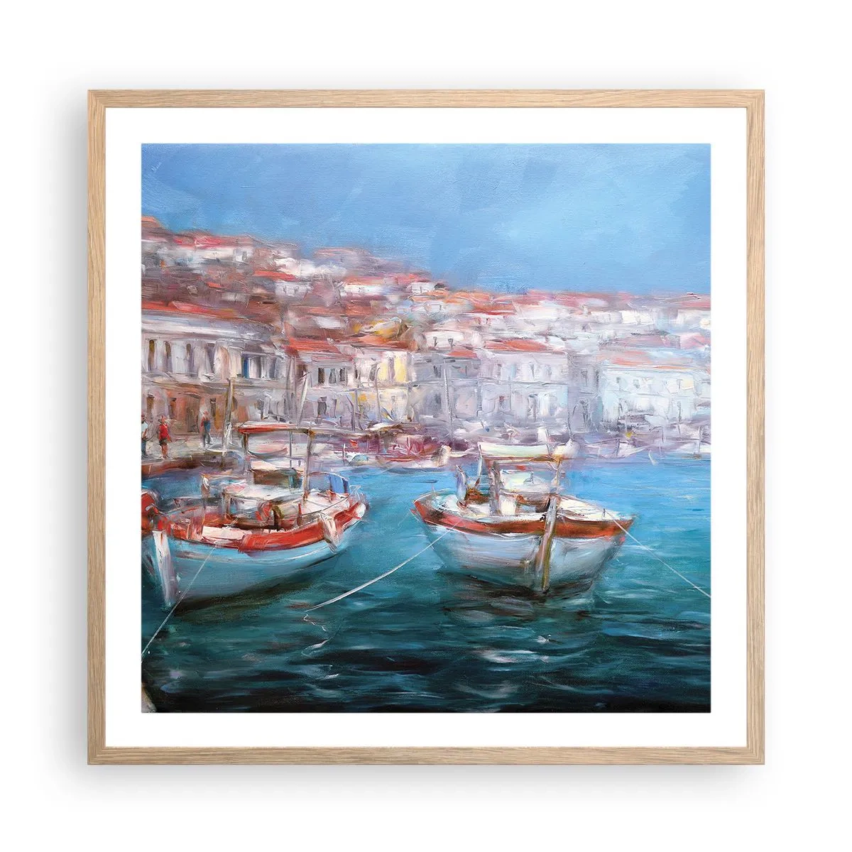 Póster en marco roble claro - Bahía italiana - 60x60 cm